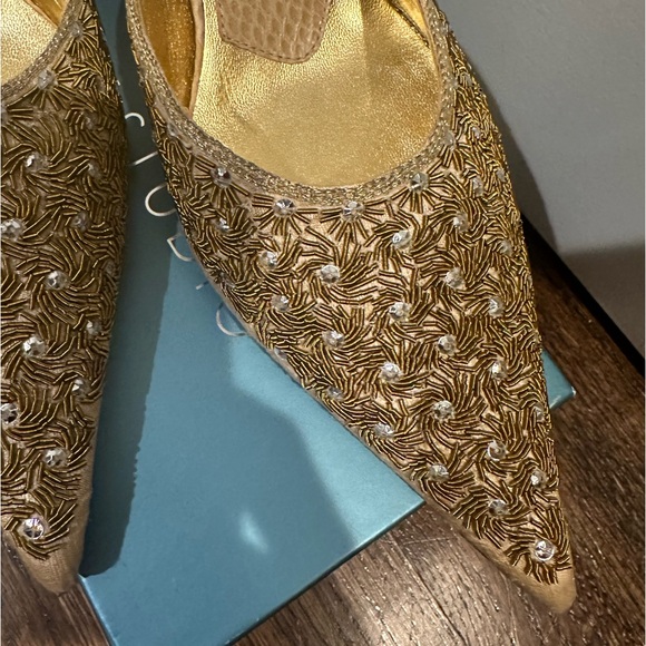 Nine West Studio Gold NWPOMPANO Heels Sandals - Picture 3 of 10